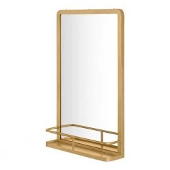 Home Decorators Collection Medium Modern Rectangular Gold Framed Mirror with Shelf (15 in. W x 24 in. H) -Flora Home Decorators Soldes home decorators collection wall mirrors dc21 36980 4f 1000