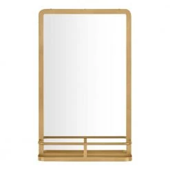 Home Decorators Collection Medium Modern Rectangular Gold Framed Mirror with Shelf (15 in. W x 24 in. H)