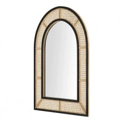 Home Decorators Collection Medium Arched Natural and Black Rattan Cane Mirror (24 in. W x 32 in H) -Flora Home Decorators Soldes home decorators collection wall mirrors h280c21003 4f 1000