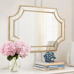 Home Decorators Collection Medium Ornate Gold Beveled Glass Classic Accent Mirror (24 in. H x 35 in. W) -Flora Home Decorators Soldes home decorators collection wall mirrors h5 mh 239 40 1000