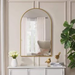 Home Decorators Collection Large Arched Gold Classic Accent Mirror (39 in. H x 26 in. W) -Flora Home Decorators Soldes home decorators collection wall mirrors h5 mh 725 e1 1000