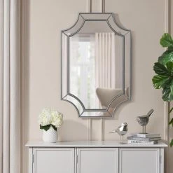 Home Decorators Collection Medium Ornate Silver Beveled Glass Classic Accent Mirror (24 in. H x 35 in. W) -Flora Home Decorators Soldes home decorators collection wall mirrors h5 mh 729 40 1000