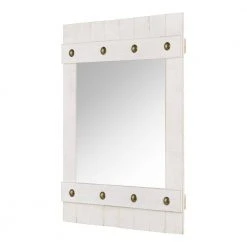 Home Decorators Collection Medium Brass Studded White Wooden Shiplap Mirror (30 in. W x 24 in. H) -Flora Home Decorators Soldes home decorators collection wall mirrors h5 mh 837 1d 1000