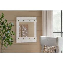 Home Decorators Collection Medium Brass Studded White Wooden Shiplap Mirror (30 in. W x 24 in. H) -Flora Home Decorators Soldes home decorators collection wall mirrors h5 mh 837 e1 1000
