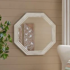 Home Decorators Collection Medium Modern Octagon White Wooden Framed Mirror (30 in. W x 30 in. H) -Flora Home Decorators Soldes home decorators collection wall mirrors h5 mh 839 e1 1000