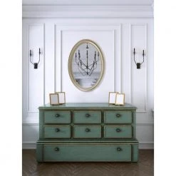 Home Decorators Collection 32 in. x 22 in. Gold Rustic Oval Design Wood Frame Vanity Mirror -Flora Home Decorators Soldes home decorators collection wall mirrors lm 19331 31 1000