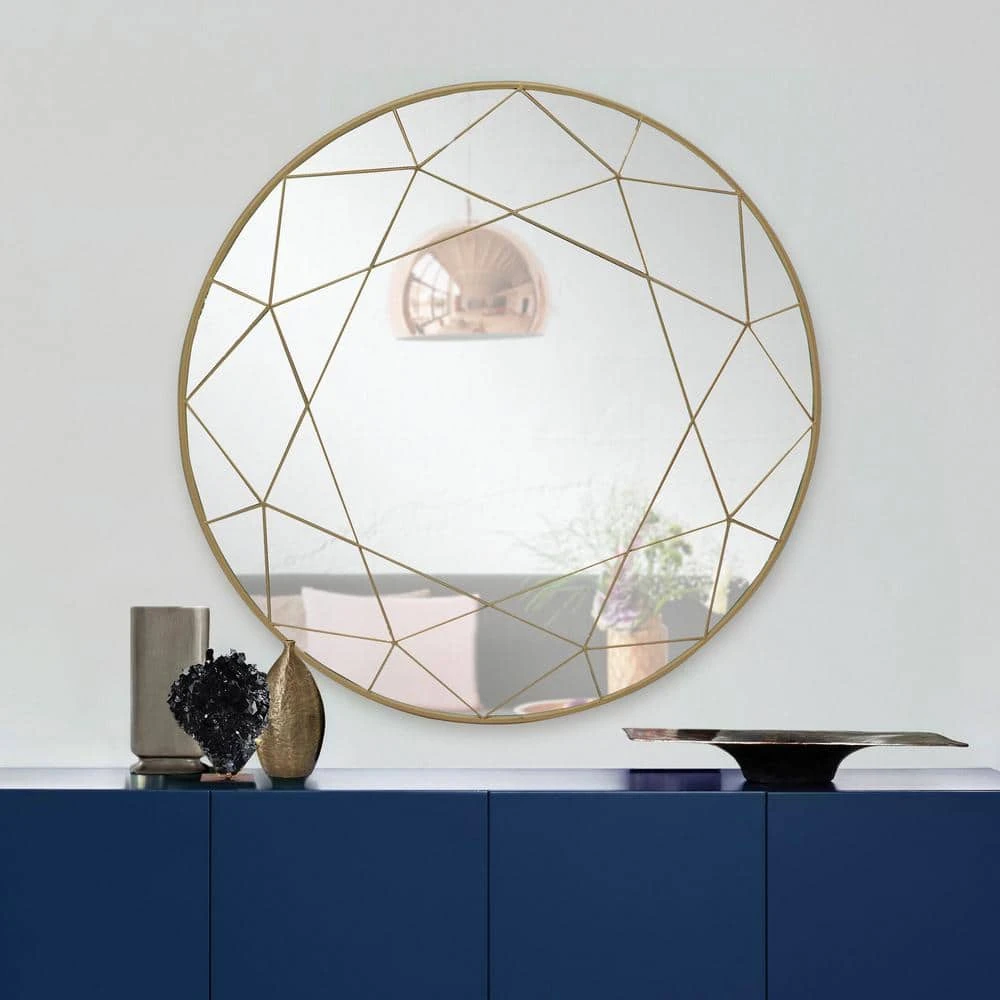 Home Decorators Collection Medium Round Gold Modern Mirror (30 in. Diameter) 4 Home Decorators Collection Medium Round Gold Modern Mirror (30 in. Diameter) - Image 2