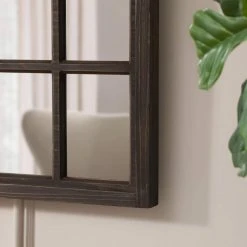 Home Decorators Collection Medium Arched Dark Stained Wood Windowpane Antiqued Classic Accent Mirror (26 in. H x 36 in. W) -Flora Home Decorators Soldes home decorators collection wall mirrors mr30368 hd 1d 1000