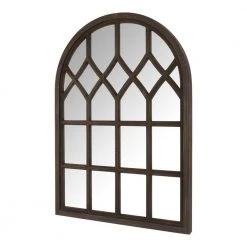 Home Decorators Collection Medium Arched Dark Stained Wood Windowpane Antiqued Classic Accent Mirror (26 in. H x 36 in. W) -Flora Home Decorators Soldes home decorators collection wall mirrors mr30368 hd 66 1000