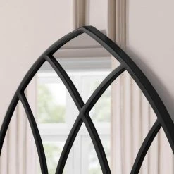 Home Decorators Collection Large Arched Black Windowpane Classic Accent Mirror (43 in. H x 24 in. W) -Flora Home Decorators Soldes home decorators collection wall mirrors mr30370 hd 1d 1000