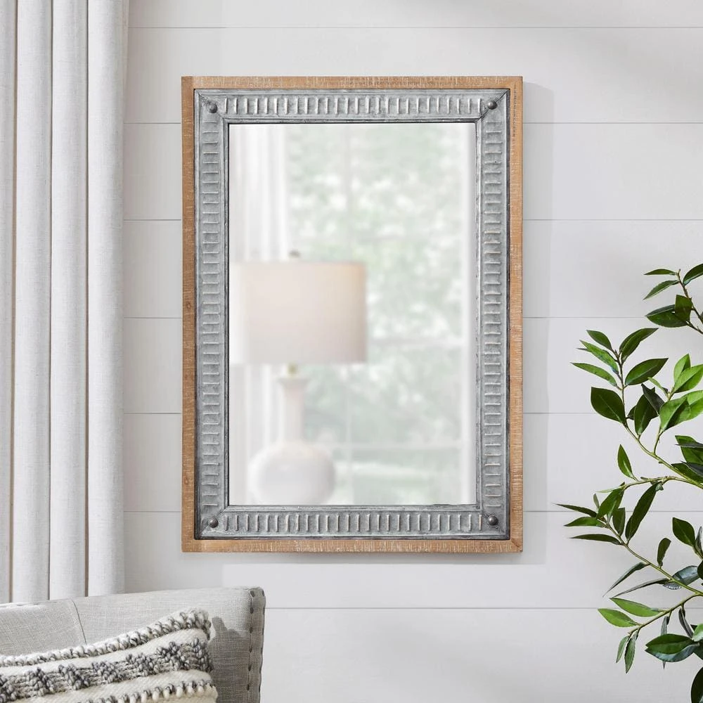 Home Decorators Collection Small Rectangle Galvanized Antiqued Farmhouse Accent Mirror (20 in. H x 28 in. W) 4 Home Decorators Collection Small Rectangle Galvanized Antiqued Farmhouse Accent Mirror (20 in. H x 28 in. W) - Image 2