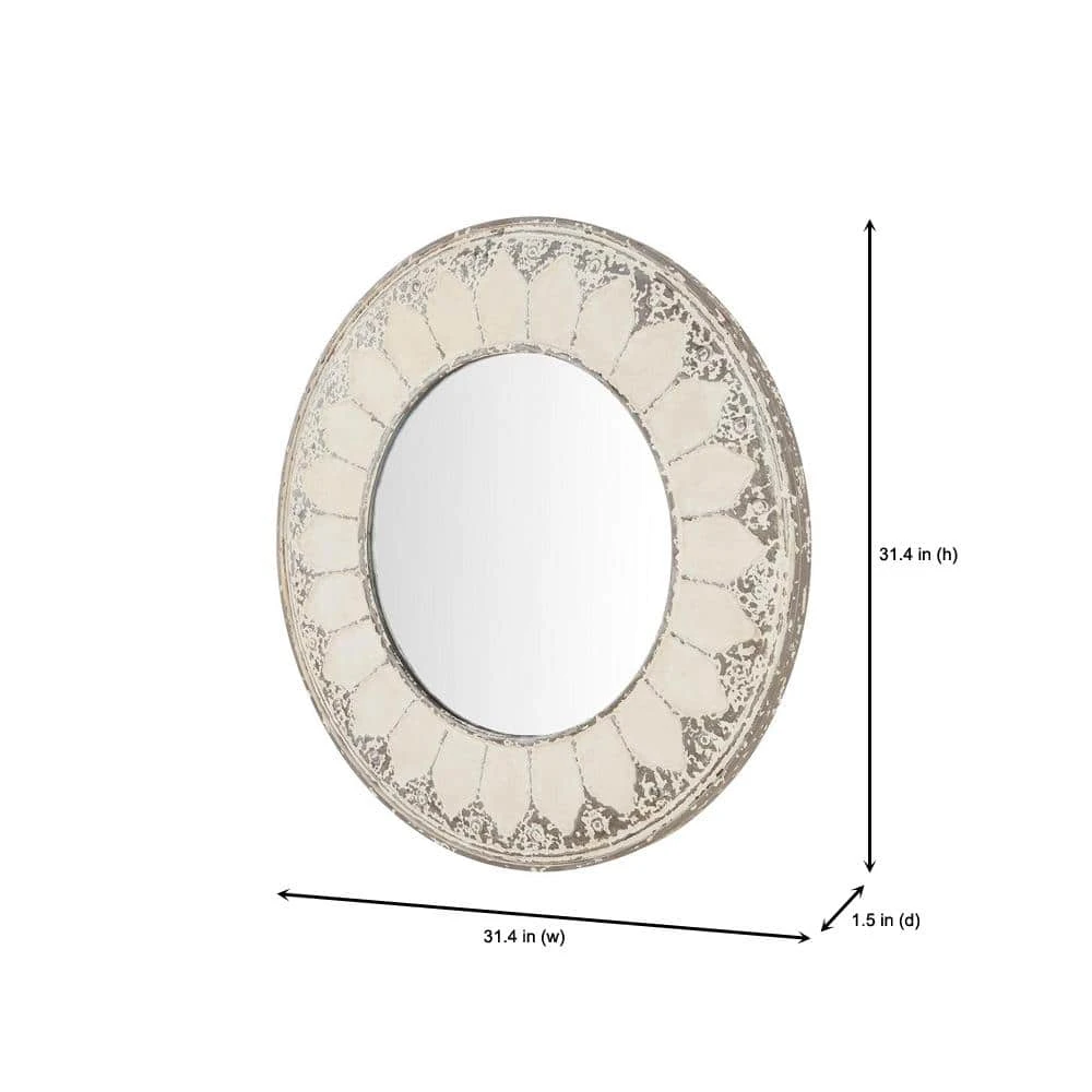 Home Decorators Collection Medium Round Ivory Antiqued Classic Accent Mirror (32 in. Diameter) 5 Home Decorators Collection Medium Round Ivory Antiqued Classic Accent Mirror (32 in. Diameter) - Image 3