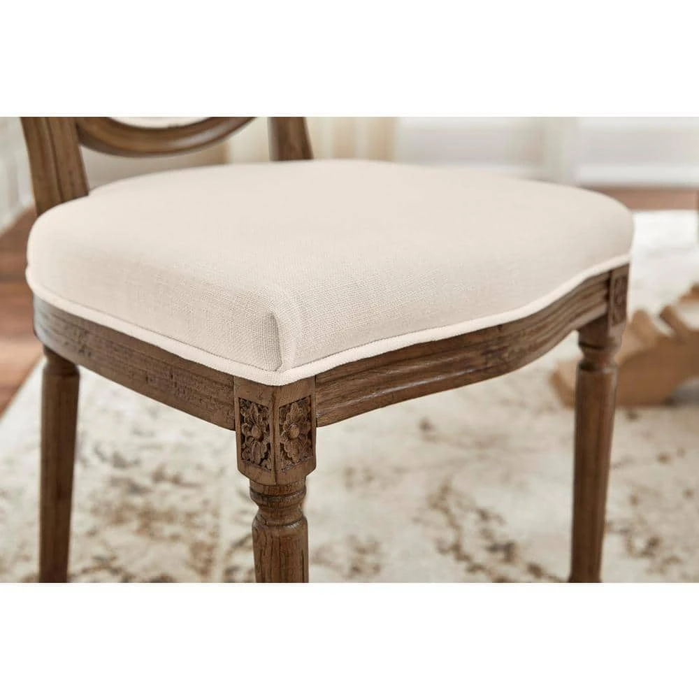 Home Decorators Collection Ellington Haze Wood Upholstered Dining Chair with Rounded Back Ivory Seat (Set of 2) (19 in. W x 38 in. H) 5 Home Decorators Collection Ellington Haze Wood Upholstered Dining Chair with Rounded Back Ivory Seat (Set of 2) (19 in. W x 38 in. H) - Image 3
