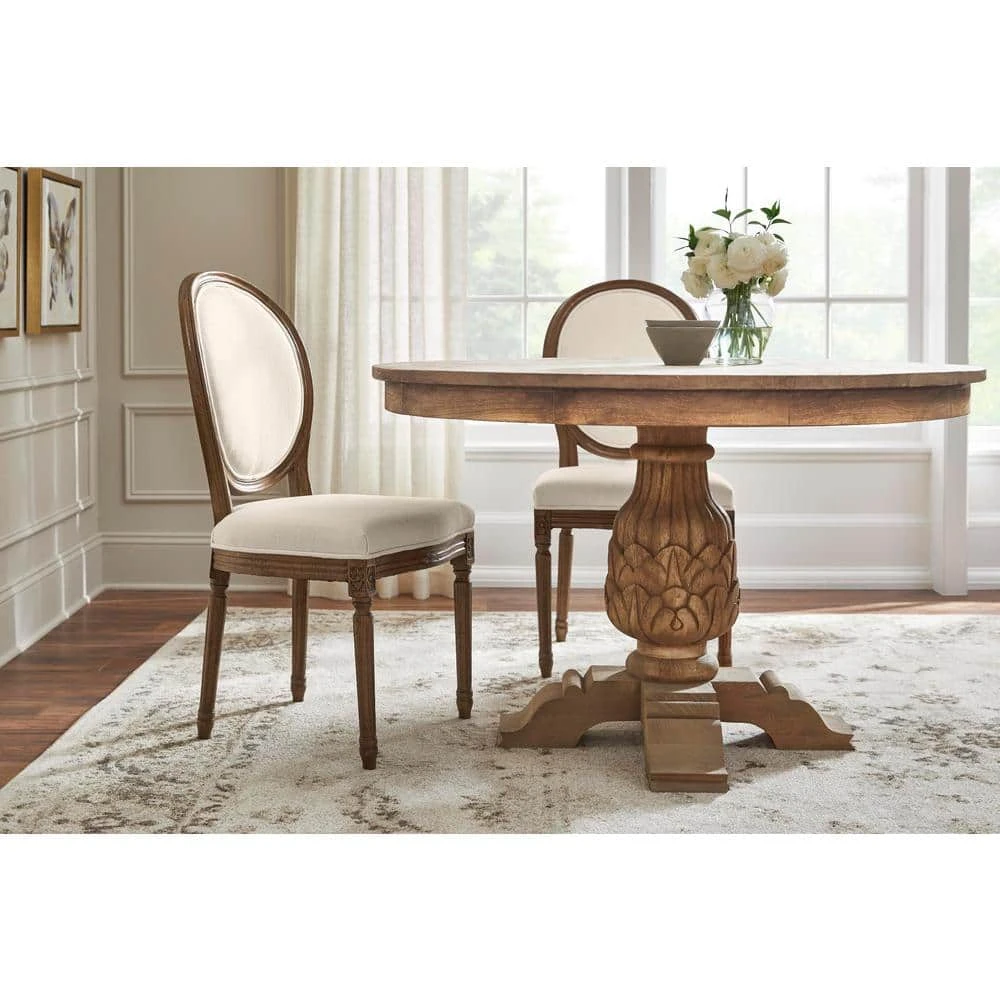 Home Decorators Collection Ellington Haze Wood Upholstered Dining Chair with Rounded Back Ivory Seat (Set of 2) (19 in. W x 38 in. H) 3 Home Decorators Collection Ellington Haze Wood Upholstered Dining Chair with Rounded Back Ivory Seat (Set of 2) (19 in. W x 38 in. H)