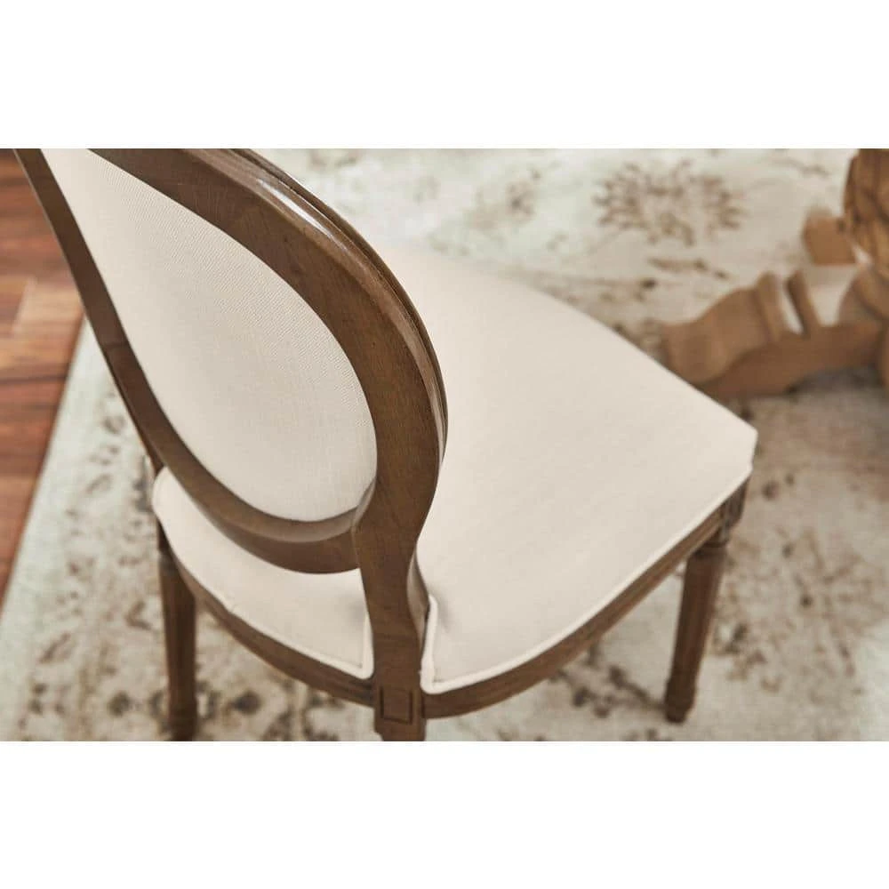 Home Decorators Collection Ellington Haze Wood Upholstered Dining Chair with Rounded Back Ivory Seat (Set of 2) (19 in. W x 38 in. H) 6 Home Decorators Collection Ellington Haze Wood Upholstered Dining Chair with Rounded Back Ivory Seat (Set of 2) (19 in. W x 38 in. H) - Image 4