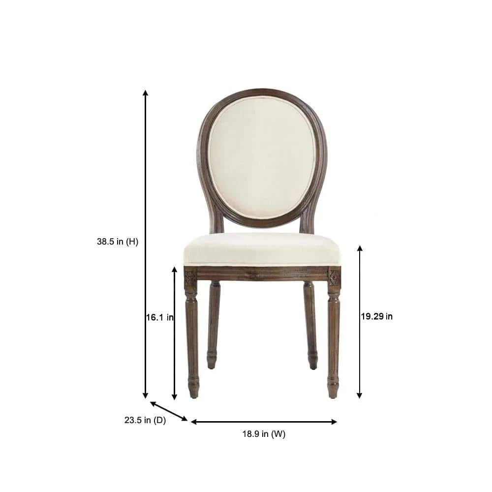 Home Decorators Collection Ellington Haze Wood Upholstered Dining Chair with Rounded Back Ivory Seat (Set of 2) (19 in. W x 38 in. H) 4 Home Decorators Collection Ellington Haze Wood Upholstered Dining Chair with Rounded Back Ivory Seat (Set of 2) (19 in. W x 38 in. H) - Image 2