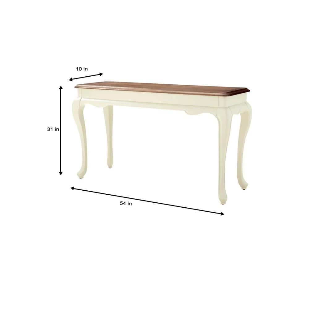 Home Decorators Collection Provence 54 in. Ivory/Ash Brown Standard Rectangle Wood Console Table 4 Home Decorators Collection Provence 54 in. Ivory/Ash Brown Standard Rectangle Wood Console Table - Image 2