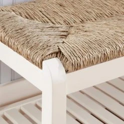 Home Decorators Collection Dorsey Ivory Wood Entryway Bench with Rush Seat (37.99 in. W x 17.72 in. H) -Flora Home Decorators Soldes ivory home decorators collection dining benches sh1810250 nivr 1d 1000