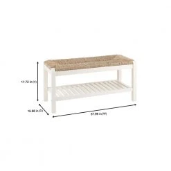Home Decorators Collection Dorsey Ivory Wood Entryway Bench with Rush Seat (37.99 in. W x 17.72 in. H) -Flora Home Decorators Soldes ivory home decorators collection dining benches sh1810250 nivr e1 1000