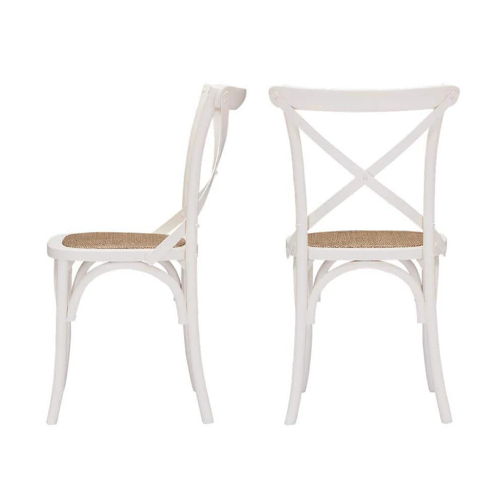 Home Decorators Collection Mavery Ivory Wood Dining Chair with Cross Back and Woven Seat (Set of 2) (19 in. W x 34.6 in. H) 12 Home Decorators Collection Mavery Ivory Wood Dining Chair with Cross Back and Woven Seat (Set of 2) (19 in. W x 34.6 in. H) - Image 10