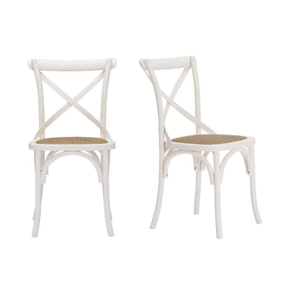 Home Decorators Collection Mavery Ivory Wood Dining Chair with Cross Back and Woven Seat (Set of 2) (19 in. W x 34.6 in. H) 9 Home Decorators Collection Mavery Ivory Wood Dining Chair with Cross Back and Woven Seat (Set of 2) (19 in. W x 34.6 in. H) - Image 7