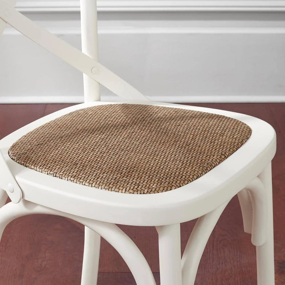Home Decorators Collection Mavery Ivory Wood Dining Chair with Cross Back and Woven Seat (Set of 2) (19 in. W x 34.6 in. H) 6 Home Decorators Collection Mavery Ivory Wood Dining Chair with Cross Back and Woven Seat (Set of 2) (19 in. W x 34.6 in. H) - Image 4