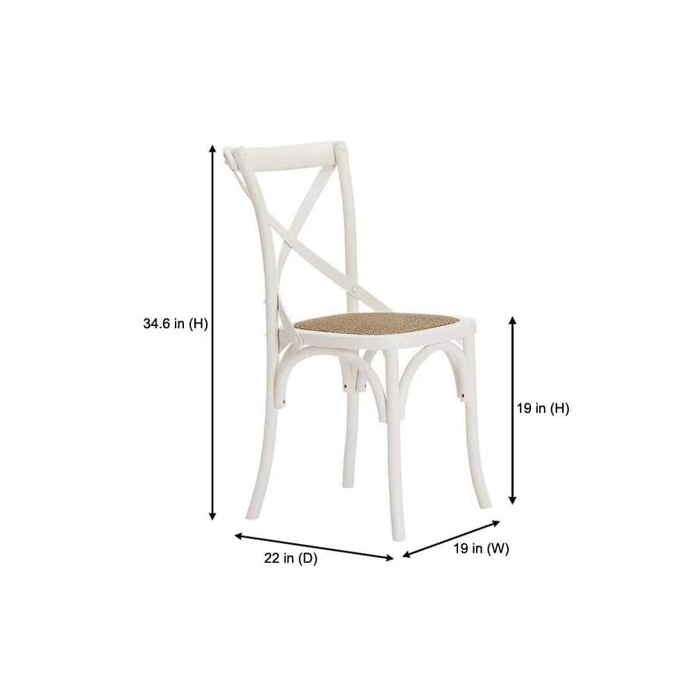 Home Decorators Collection Mavery Ivory Wood Dining Chair with Cross Back and Woven Seat (Set of 2) (19 in. W x 34.6 in. H) 4 Home Decorators Collection Mavery Ivory Wood Dining Chair with Cross Back and Woven Seat (Set of 2) (19 in. W x 34.6 in. H) - Image 2