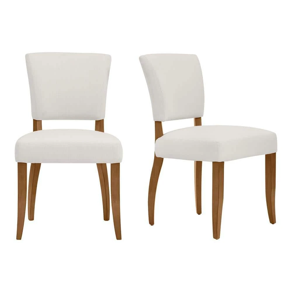 Home Decorators Collection Ivory Upholstered Dining Chairs with Haze Finished Wood Accents (Set of 2) 4 Home Decorators Collection Ivory Upholstered Dining Chairs with Haze Finished Wood Accents (Set of 2) - Image 2