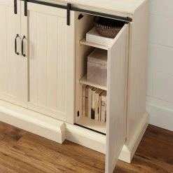 Home Decorators Collection Chastain 68 in. Freestanding Media Console Electric Fireplace TV Stand with Sliding Barn Door in Ivory -Flora Home Decorators Soldes ivory home decorators collection fireplace tv stands 118076 31 1000