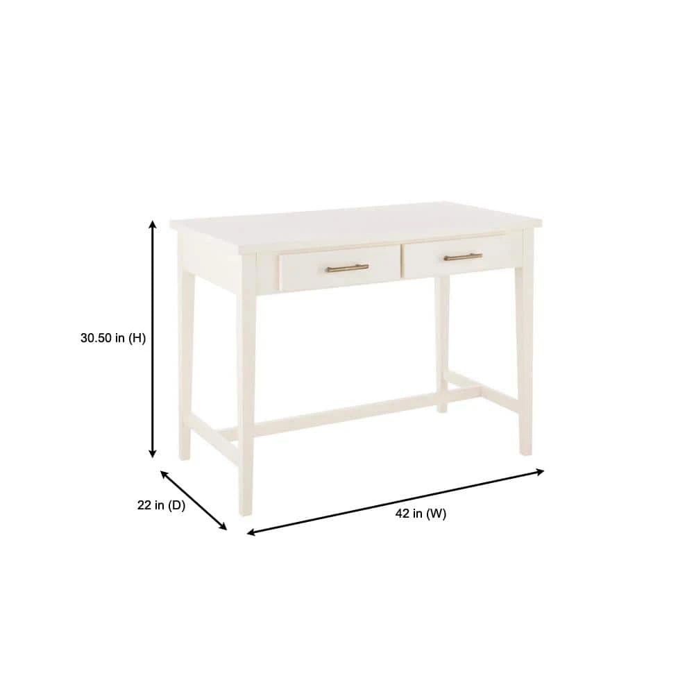 Home Decorators Collection 42 in. Rectangular Ivory 2 Drawer Writing Desk with Built-In Storage 4 Home Decorators Collection 42 in. Rectangular Ivory 2 Drawer Writing Desk with Built-In Storage - Image 2