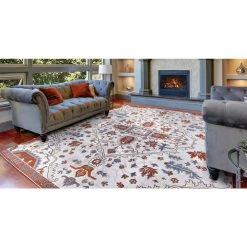 Home Decorators Collection Talya Ivory/Red 8 ft. x 10 ft. Medallion Area Rug -Flora Home Decorators Soldes ivory red home decorators collection area rugs 54027 4f 1000