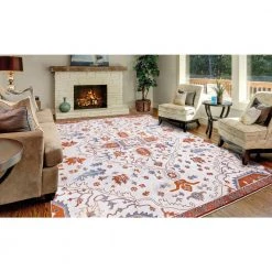 Home Decorators Collection Talya Ivory/Red 8 ft. x 10 ft. Medallion Area Rug -Flora Home Decorators Soldes ivory red home decorators collection area rugs 54027 c3 1000