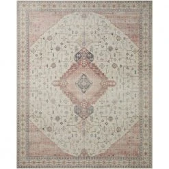 Home Decorators Collection Leesa Ivory/Rust 7 ft. 6 in. x 9 ft. 6 in. Medallion Polyester Area Rug