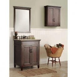Home Decorators Collection Ashburn 23-1/2 in. W Bathroom Storage Wall Cabinet in Mahogany -Flora Home Decorators Soldes mahogany home decorators collection bathroom wall cabinets asgw2327 31 1000