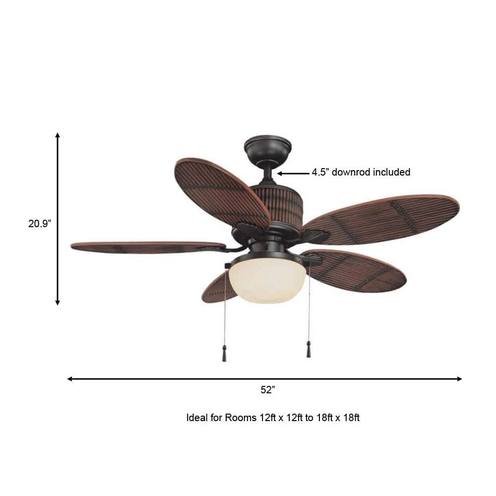Home Decorators Collection Tahiti Breeze 52 in. LED Indoor/Outdoor Natural Iron Ceiling Fan with Mahogany Bamboo Accents 6 Home Decorators Collection Tahiti Breeze 52 in. LED Indoor/Outdoor Natural Iron Ceiling Fan with Mahogany Bamboo Accents - Image 4