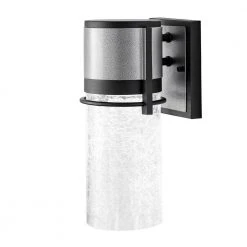 Home Decorators Collection Majestic 11.5 in. Black LED Outdoor Wall Lamp Sconce with Clear Crackle Glass Shade -Flora Home Decorators Soldes majestic black home decorators collection outdoor sconces hb7064 306 1d 1000
