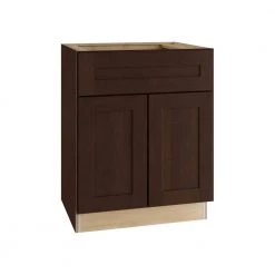 Home Decorators Collection Franklin Assembled 24x34.5x24 in. Plywood Shaker Base Kitchen Cabinet Soft Close Doors/Drawers in Stained Manganite