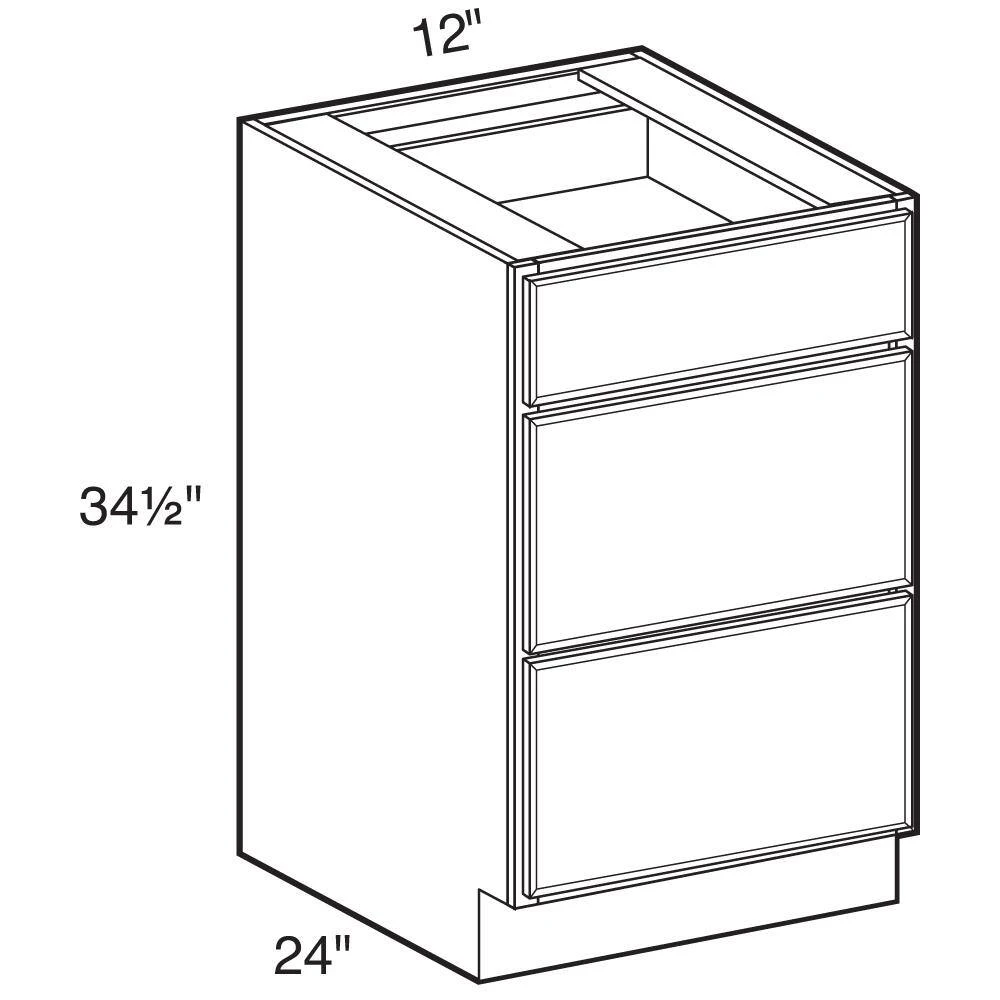 Home Decorators Collection Franklin Assembled 12x34.5x24 in. Plywood Shaker 3 Drawer Base Kitchen Cabinet Soft Close Drawers in Stained Manganite 5 Home Decorators Collection Franklin Assembled 12x34.5x24 in. Plywood Shaker 3 Drawer Base Kitchen Cabinet Soft Close Drawers in Stained Manganite - Image 3