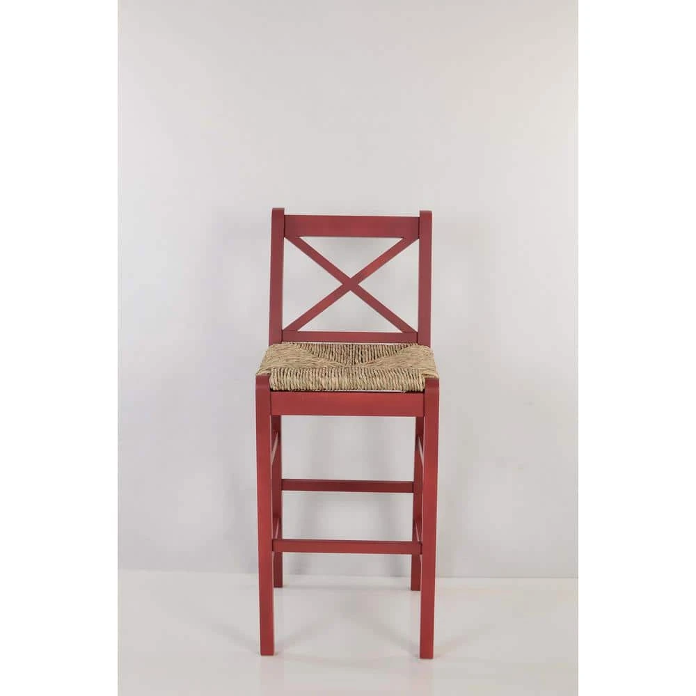 Home Decorators Collection Dorsey Mason Red Wood Bar Stool with Back and Woven Rush Seat 12 Home Decorators Collection Dorsey Mason Red Wood Bar Stool with Back and Woven Rush Seat - Image 10