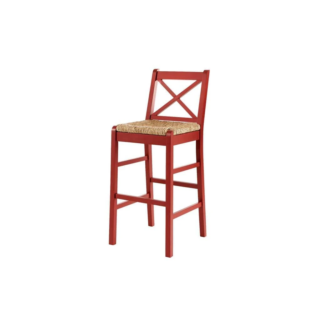 Home Decorators Collection Dorsey Mason Red Wood Bar Stool with Back and Woven Rush Seat 9 Home Decorators Collection Dorsey Mason Red Wood Bar Stool with Back and Woven Rush Seat - Image 7