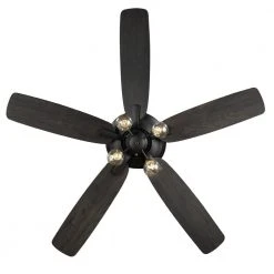 Home Decorators Collection 52 in. Bay City Indoor LED Matte Black with Brass Accents Dry Rated Ceiling Fan with Light Kit and 5 Reversible Blades -Flora Home Decorators Soldes matte black brass home decorators collection ceiling fans with lights 59909 44 1000