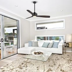 Home Decorators Collection Bayshire 60 in. LED Indoor/Outdoor Matte Black Ceiling Fan with Remote Control and White Color Changing Light Kit -Flora Home Decorators Soldes matte black finish home decorators collection ceiling fans with lights 102l60mbkddw 66 1000