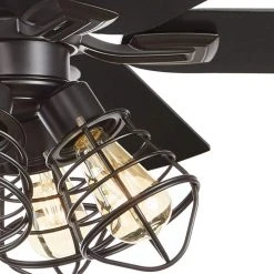 Home Decorators Collection Carlisle 60 in. LED Matte Black Ceiling Fan with Remote Control and Light Kit -Flora Home Decorators Soldes matte black home decorators collection ceiling fans with lights 51760 4f 1000