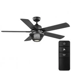 Home Decorators Collection 52 in. Arbeth Integrated Matte White Indoor LED Smart Hubspace Ceiling Fan with Light Kit and Remote Control