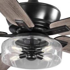 Home Decorators Collection Aberwell 56 in. LED Matte Black Indoor/Outdoor Ceiling Fan with Light Kit and Remote Control -Flora Home Decorators Soldes matte black home decorators collection ceiling fans with lights 59202 1f 1000