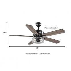 Home Decorators Collection Aberwell 56 in. LED Matte Black Indoor/Outdoor Ceiling Fan with Light Kit and Remote Control -Flora Home Decorators Soldes matte black home decorators collection ceiling fans with lights 59202 a0 1000