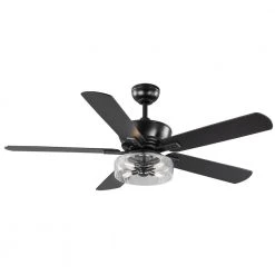 Home Decorators Collection Aberwell 56 in. LED Matte Black Indoor/Outdoor Ceiling Fan with Light Kit and Remote Control -Flora Home Decorators Soldes matte black home decorators collection ceiling fans with lights 59202 c3 1000