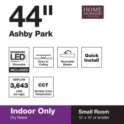 Home Decorators Collection Ashby Park 44 in. White Color Changing Integrated LED Matte Black Ceiling Fan with Light Kit and 3 Reversible Blades -Flora Home Decorators Soldes matte black home decorators collection ceiling fans with lights 59245 76 1000