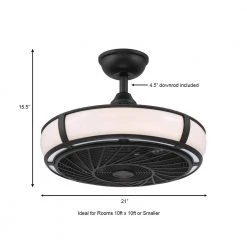 Home Decorators Collection Tuilene 21 in. Integrated LED Matte Black Ceiling Fan with Light and Remote Control -Flora Home Decorators Soldes matte black home decorators collection ceiling fans with lights ak83 mbk a0 1000