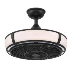 Home Decorators Collection Tuilene 21 in. Integrated LED Matte Black Ceiling Fan with Light and Remote Control -Flora Home Decorators Soldes matte black home decorators collection ceiling fans with lights ak83 mbk c3 1000